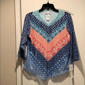 Alfred Dunner Geometric Chevron Studded Top